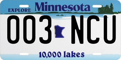 MN license plate 003NCU
