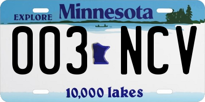 MN license plate 003NCV