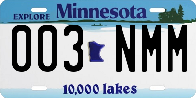 MN license plate 003NMM