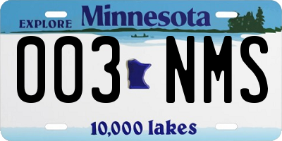 MN license plate 003NMS