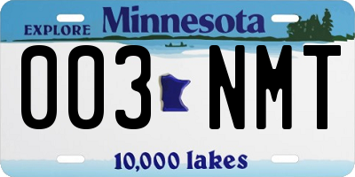 MN license plate 003NMT