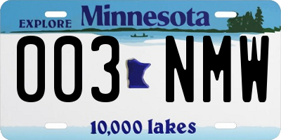 MN license plate 003NMW