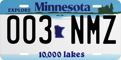 MN license plate 003NMZ