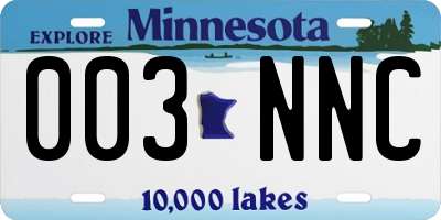 MN license plate 003NNC
