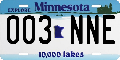 MN license plate 003NNE
