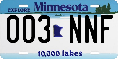 MN license plate 003NNF