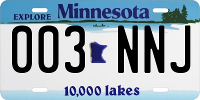 MN license plate 003NNJ