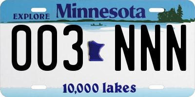 MN license plate 003NNN