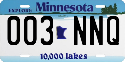 MN license plate 003NNQ