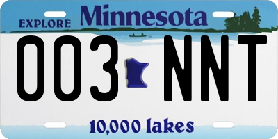MN license plate 003NNT