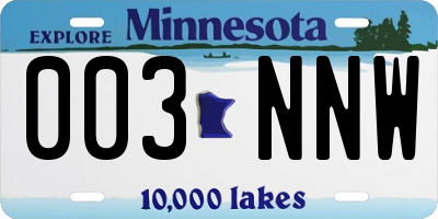 MN license plate 003NNW