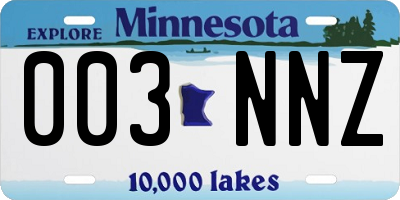 MN license plate 003NNZ