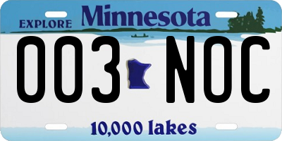 MN license plate 003NOC