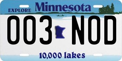 MN license plate 003NOD