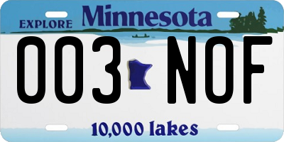 MN license plate 003NOF