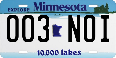 MN license plate 003NOI