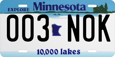 MN license plate 003NOK