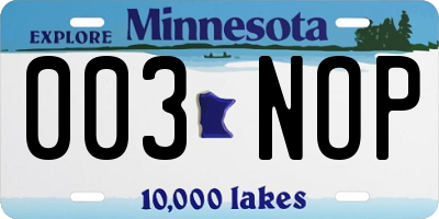 MN license plate 003NOP