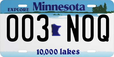 MN license plate 003NOQ