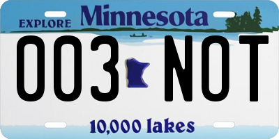 MN license plate 003NOT