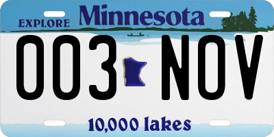 MN license plate 003NOV