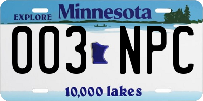 MN license plate 003NPC
