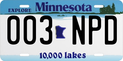 MN license plate 003NPD