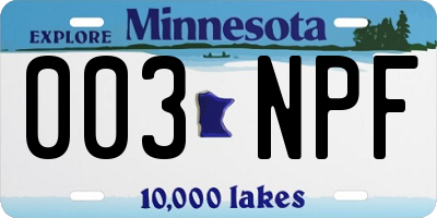MN license plate 003NPF