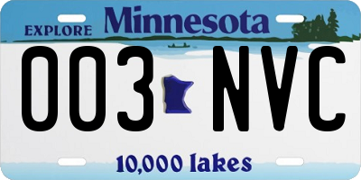 MN license plate 003NVC