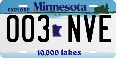 MN license plate 003NVE