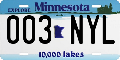 MN license plate 003NYL