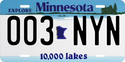 MN license plate 003NYN