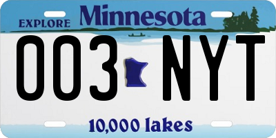 MN license plate 003NYT