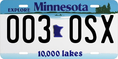 MN license plate 003OSX