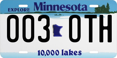MN license plate 003OTH