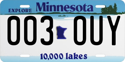MN license plate 003OUY