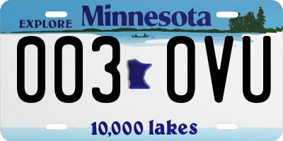 MN license plate 003OVU