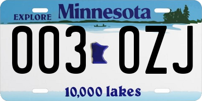 MN license plate 003OZJ