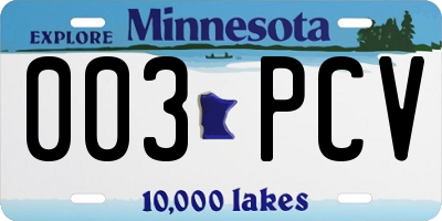 MN license plate 003PCV