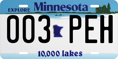 MN license plate 003PEH