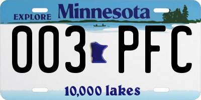 MN license plate 003PFC