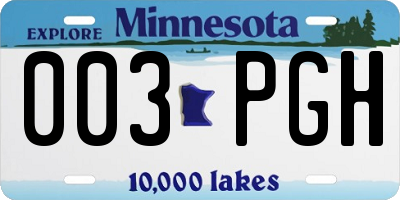 MN license plate 003PGH
