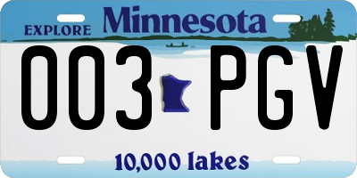 MN license plate 003PGV