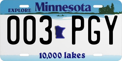 MN license plate 003PGY
