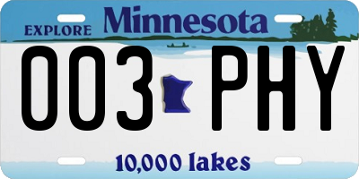 MN license plate 003PHY