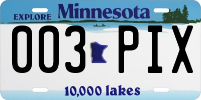 MN license plate 003PIX