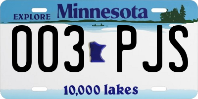 MN license plate 003PJS