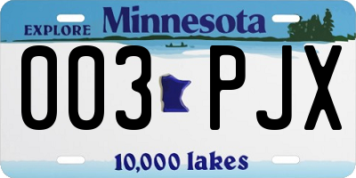 MN license plate 003PJX