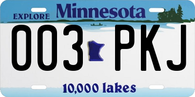 MN license plate 003PKJ