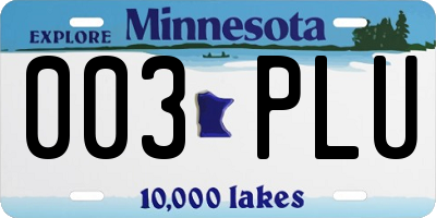MN license plate 003PLU